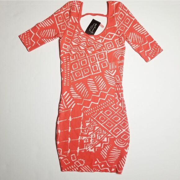 NEW Torn by Ronny Kobo X-Small Geometric Print Bodycon Casey Mini Dress - Picture 3 of 8